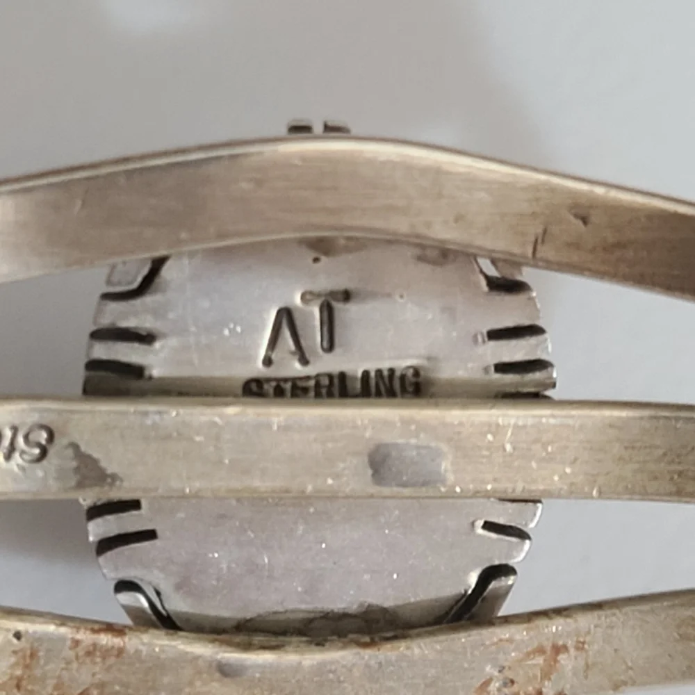 Vintage navajo Aaron Toadlena AT turquoise sterling bracelet native American - Picture 9 of 13